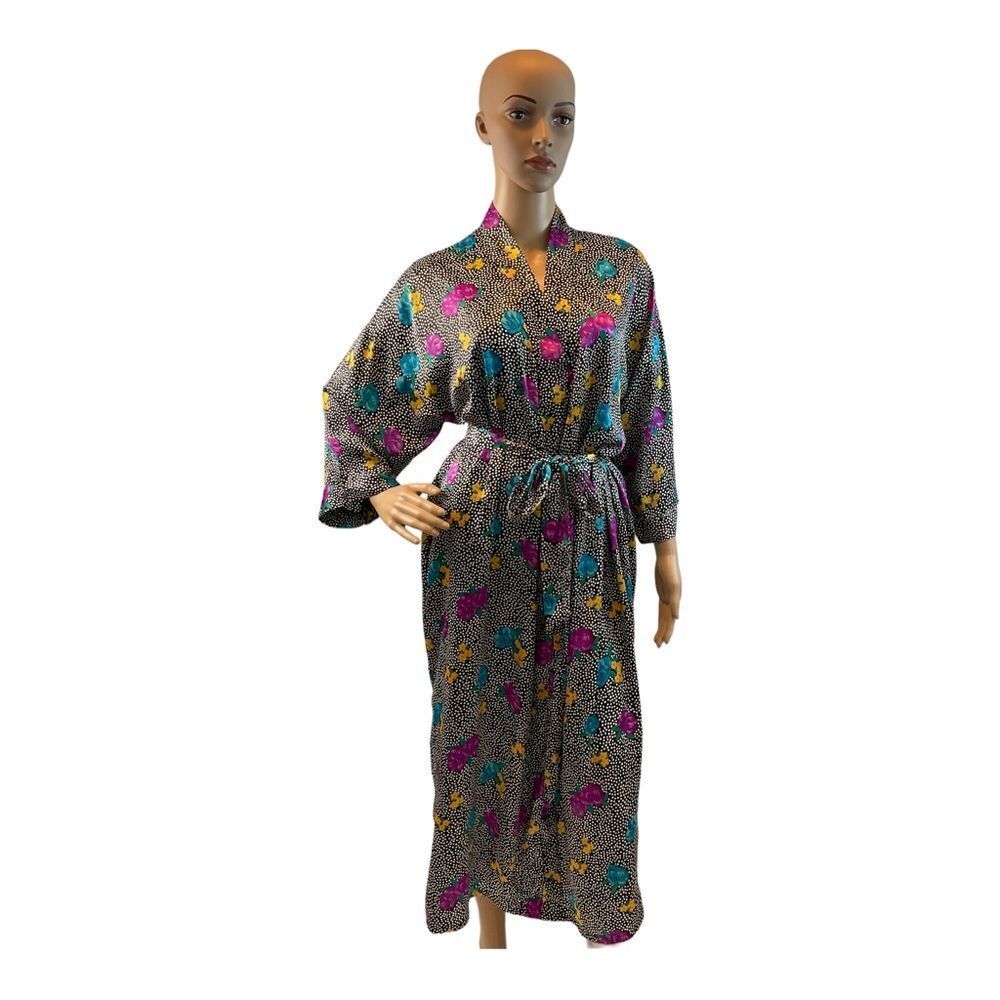 Erika Taylor Women’s Vintage Maxi Dress Gray  Multi Floral Long  Sleeve Size M